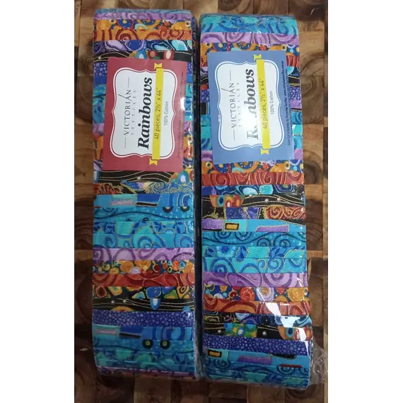 2 x Blue Swirls Rainbows aka Jelly Roll Plus Free Buddies Star Quilt Pattern