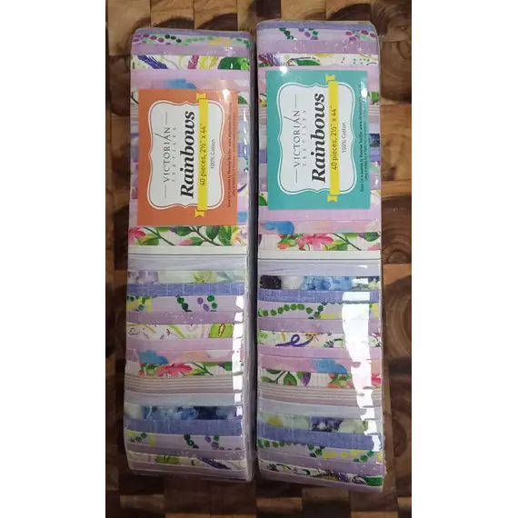 2 x Pretty Pastels Rainbows aka Jelly Roll Plus Free Buddies Star Quilt Pattern