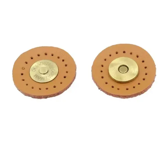 Genuine Leather Round Magnetic Clasps x 1 Set Multiple Colours Available - Tan