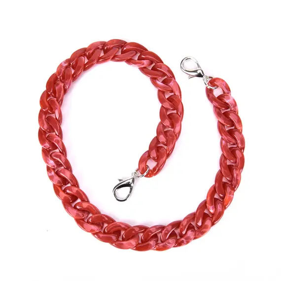 Flat Chain Acrylic Bag Handles 60cms Red