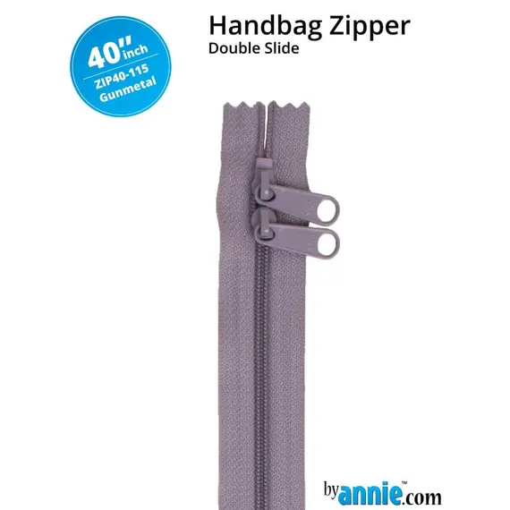 By Annie 40 Inch Handbag Zipper Gunmetal - See Video
