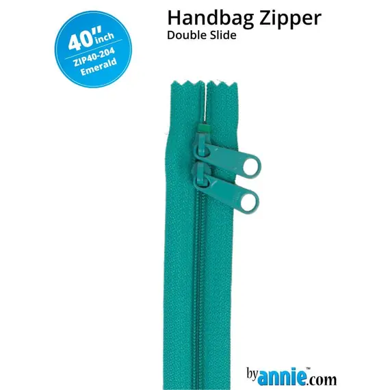 By Annie 40 Inch Handbag Zipper Emerald Green - See Video