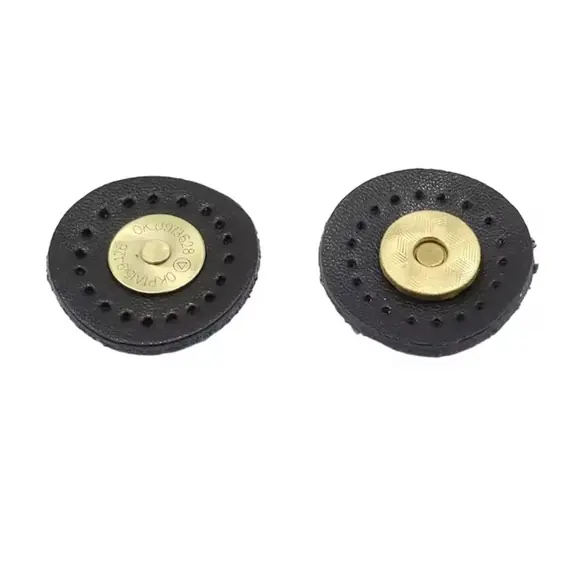 Genuine Leather Round Magnetic Clasps x 1 Set Multiple Colours Available - Black