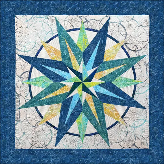Pocket Compass Quilt Pattern by Judy Niemeyer - Image of completed quilt
