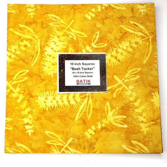 Bush Tucker 40 x 10" Fabric Squares AKA Layer Cake 
by Batiks Australia - Image of Precut squares Ready for Dispatch