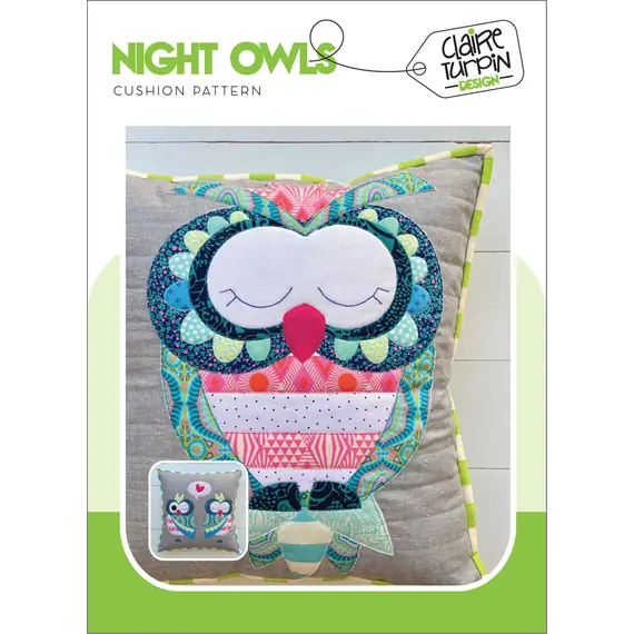 Night Owls Applique Cushion Pattern by Claire Turpin - Single Owl Cushion