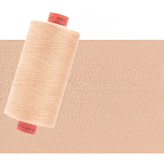 Dark Beige #1483 Rasant Thread 1000M - Image of reel and colour swatch