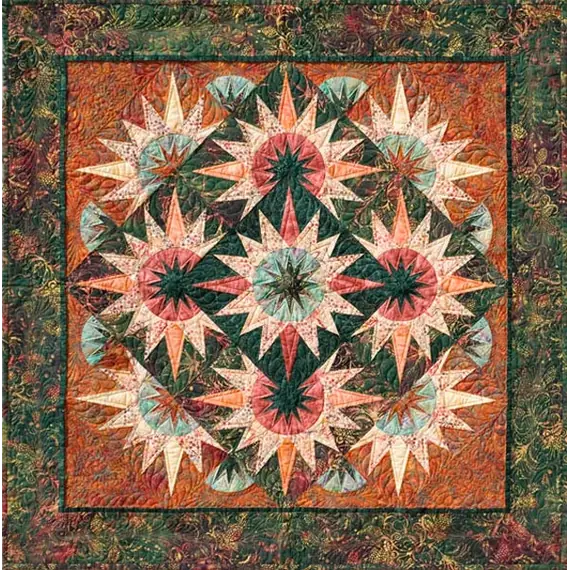 Arizona Cactus Quilt Pattern by Judy Niemeyer - Image of Christmas Colourway