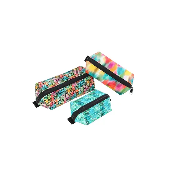 By Annie Drop Zone Zippered Tray Trio Pattern - completed trays showing different sizes all closed