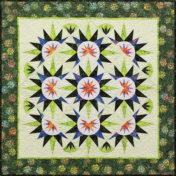 Arizona Cactus Quilt Pattern by Judy Niemeyer i Image of Quilt in the Original Colourway