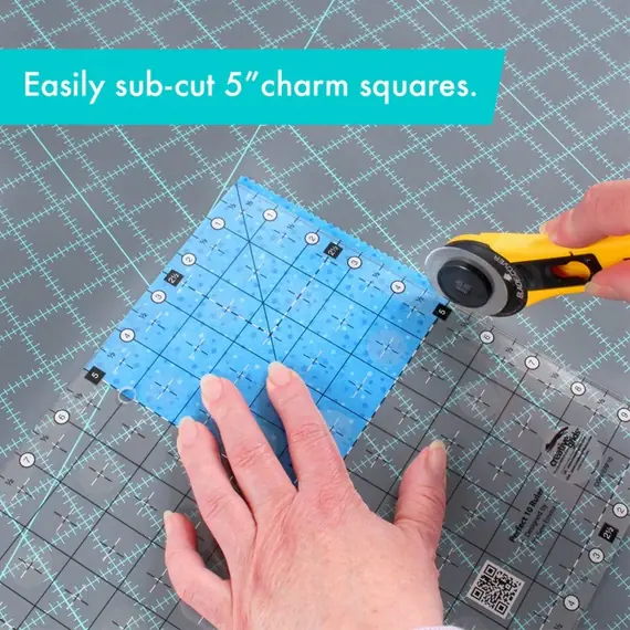 Creative Grids Perfect 10 Ruler CGRPERF10  - Image showing cutting of 5" squares