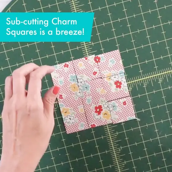 Creative Grids Perfect 5 Ruler - Image depicting sub cutting charm squares is a breeze