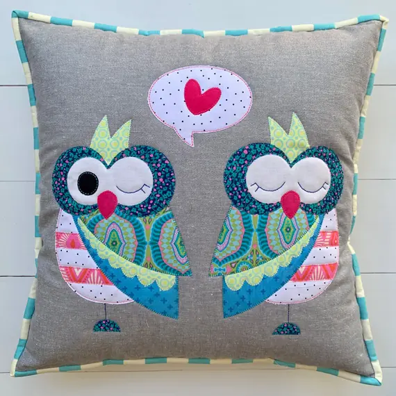 Night Owls Applique Cushion Pattern by Claire Turpin - Pair of Owls Cushion