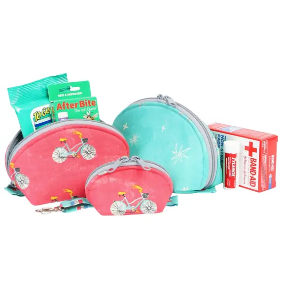 By Annie Clam Up Zippered Pouches Pattern - Completed Pouches arraanged together