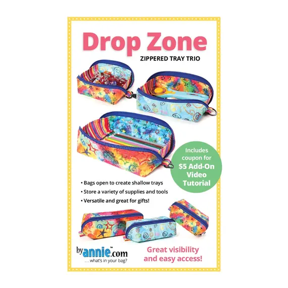 By Annie Drop Zone Zippered Tray Trio Pattern - Pattern Cover