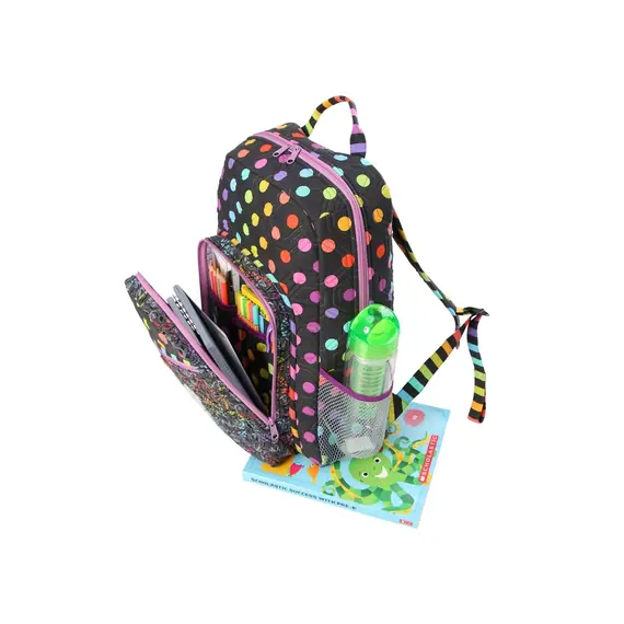 By Annie Leader of the Pack Bag Pattern  - Image of completed back pack with Front section open