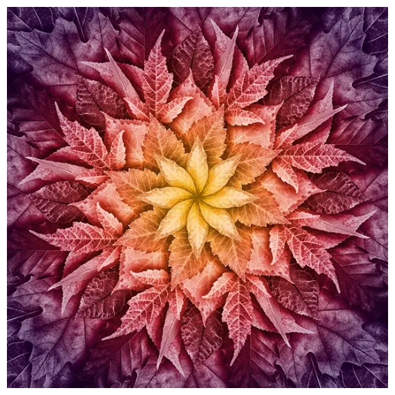 Mulberry Dream Big Leaf Hoffman Quilt Panel 43 x 43 Inches Digital Print - HR4617-428