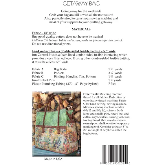 Getaway Bag Pattern AT239 by Aunties Two - Project Requirements