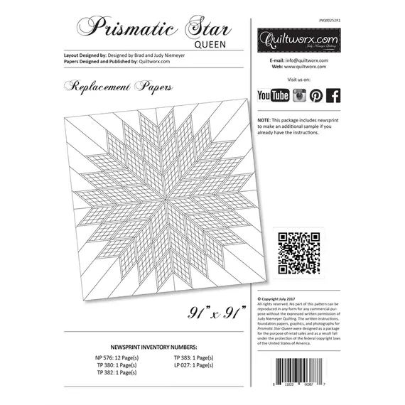 Prismatic Star Queen Extra Foundation Papers by Judy Niemeyer - Image of Replacement papers packaging