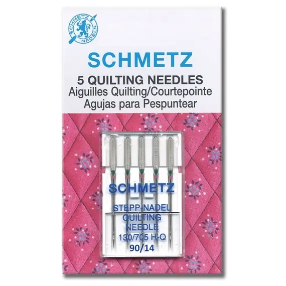 Schmetz 90/14 Machine Needle Quilting - 5 Needle Packet - Needles Sized 90/14 are for Medium Weight Fabrics like Quilting Fabrics, Cotton, Velvet, Fine Corduroy, Linen, Muslin, light wool
