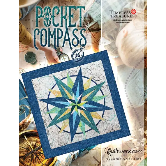 Pocket Compass Quilt Pattern by Judy Niemeyer - Image of Pattern and Foundation Pieces Cover