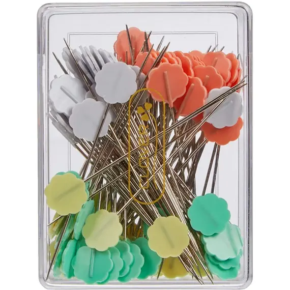 ​Flower Head Pins x 100 #2506 by Clover - SEE VIDEO - Pins shown in Box