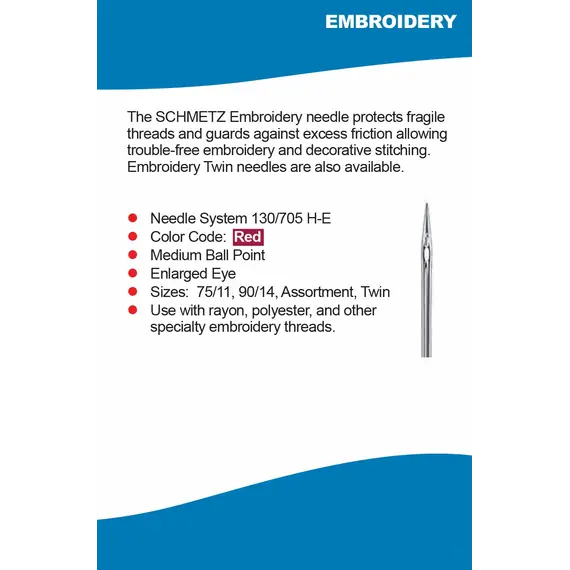 Schmetz Embroidery Needle Information