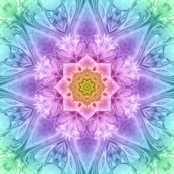 Opal Dream Big Kaleidoscope Hoffman Quilt Panel 43 x 43 Inches Digital Print