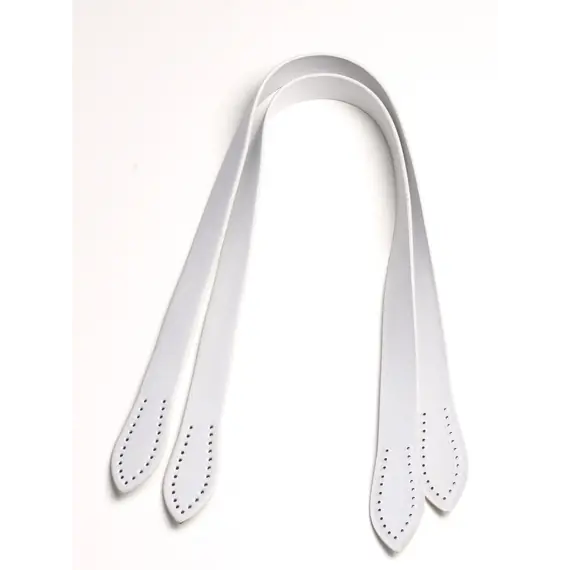Leather Bag Handle Flat Simple Strap 60 cms White