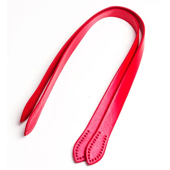 Leather Bag Handle Flat Simple Strap 60 cms Red