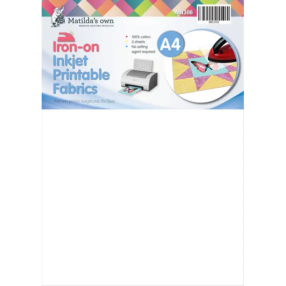 Iron On Printable Fabric (Inkjet) A4 x 3 Sheets