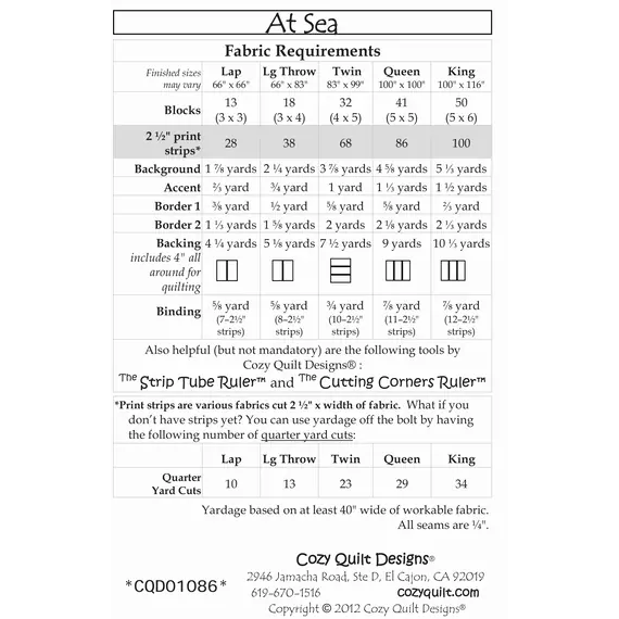 At Sea Pattern by Cozy Quilt Designs - See Video