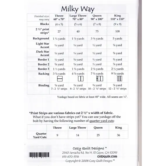 Milky Way Pattern by Cozy Quilt Designs