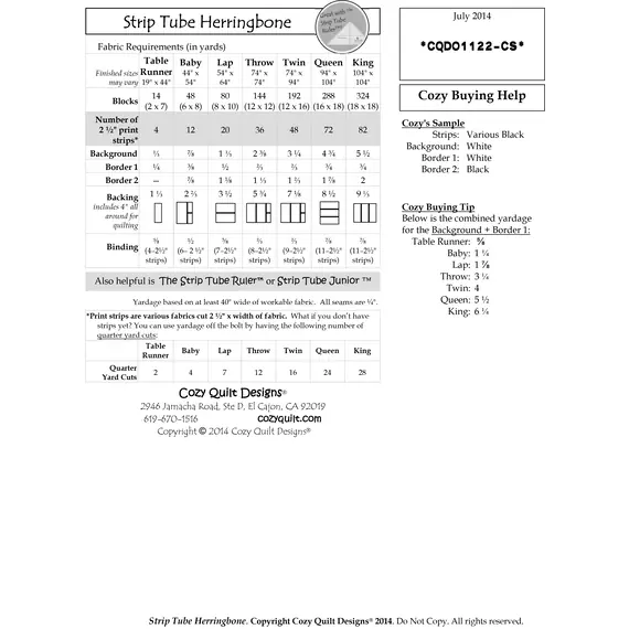 Strip Tube Herringbone Pattern by Cozy Quilt Designs - See Video