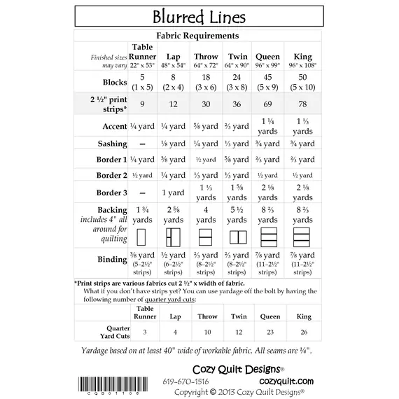 Blurred Lines Pattern by Cozy Quilt Designs - See Video