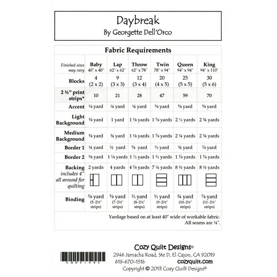 Daybreak Pattern by Cozy Quilt Designs - See Video