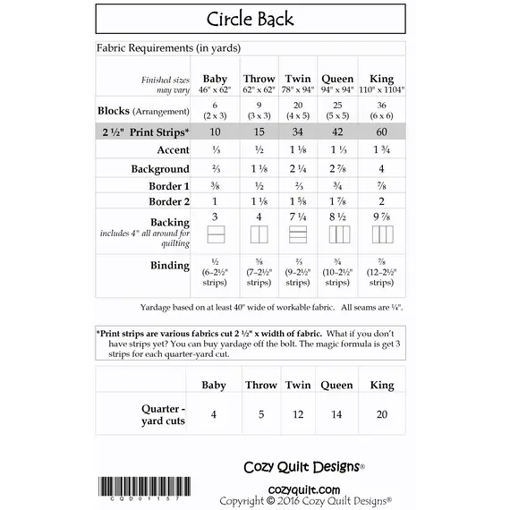 Circle Back Pattern by Cozy Quilt Designs - See Video