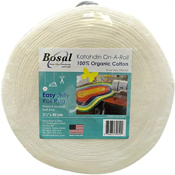 Bosal Katahdin 100% Cotton Jelly Roll Rug Batting 50 Yards