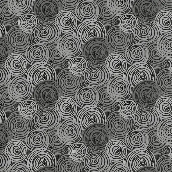 Dark Grey - Textured Circles - 2-Ply Flannel - W108in