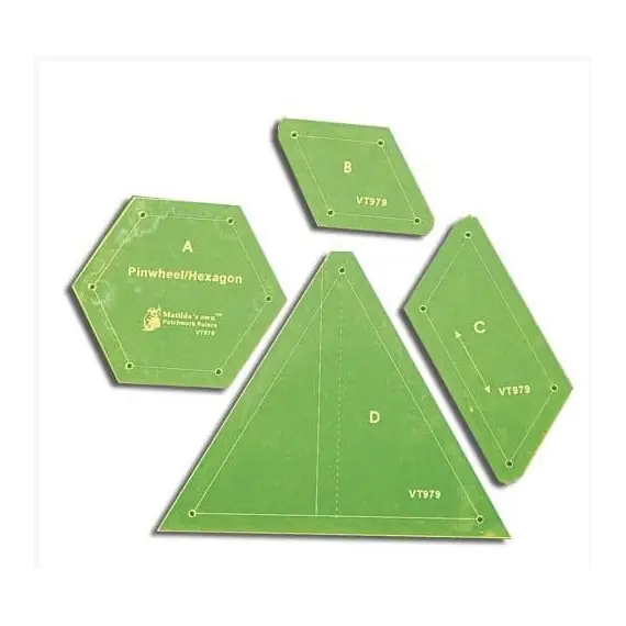 Pinwheel Hexagon Patchwork Template - Meredithe Clark