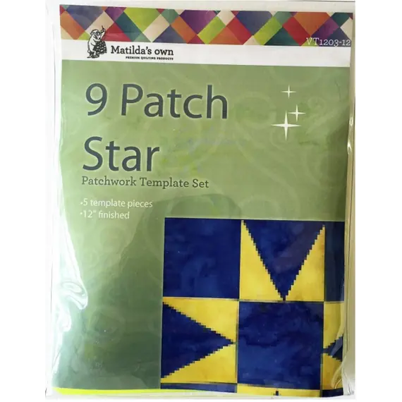 9 Patch Star 12 Inch Patchwork Template - Matilda's Own - Sewing Buddies Australia
