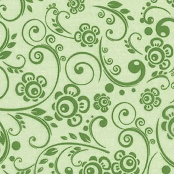 Green- Floral Swirl - W108in