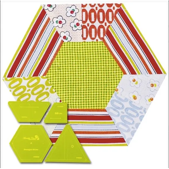 Hexagon Slices Patchwork Template - Meredithe Clarke Collection