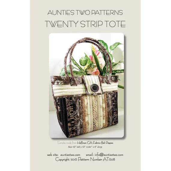 Twenty Strip Tote Bags Pattern AT608 by Aunties Two - Image of pattern c over