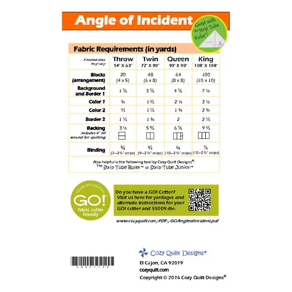 Angle of Incident Pattern by Cozy Quilt Designs
