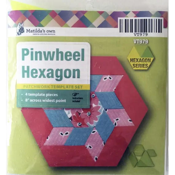 Pinwheel Hexagon Patchwork Template - Meredithe Clark