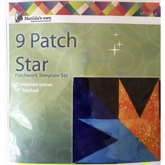 9 Patch Star 6 Inch Patchwork Template - Matilda's Own