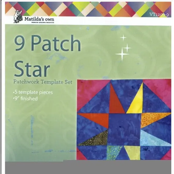 9 Patch Star 9 Inch Patchwork Template - Matilda's Own