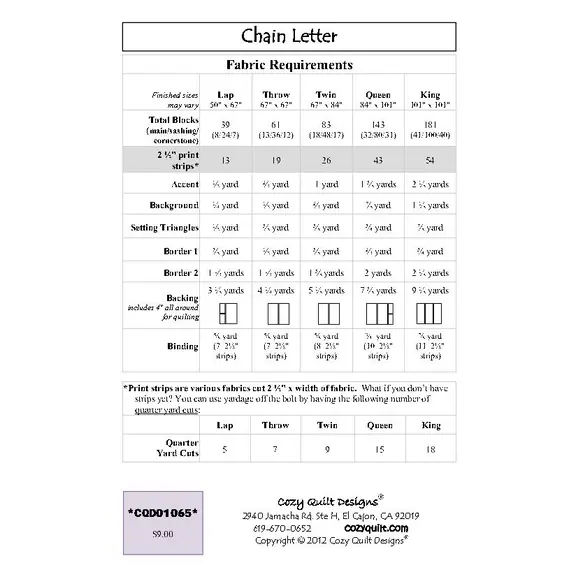 Chain Letter Pattern by Cozy Quilt Designs