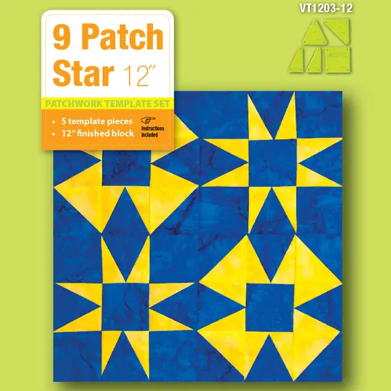 9 Patch Star 12 Inch Patchwork Template - Matilda's Own - Sewing Buddies Australia